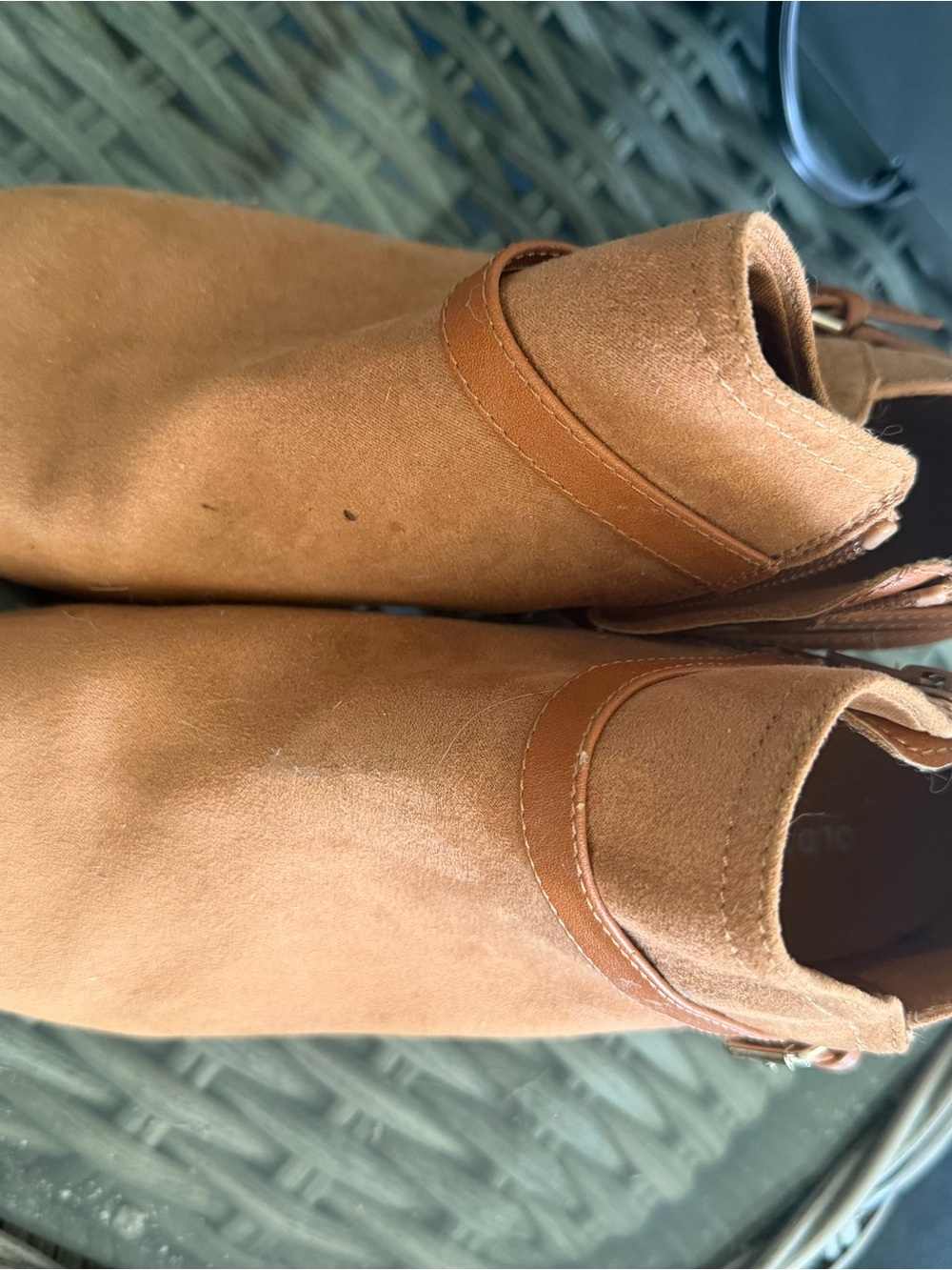 Old Navy Women's Tan Suede Ankle Booties with Strap Detail